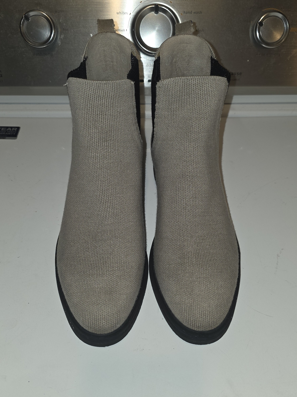 Rothy's The Lug Taupe Knit Chelsea Booties with Black Sole